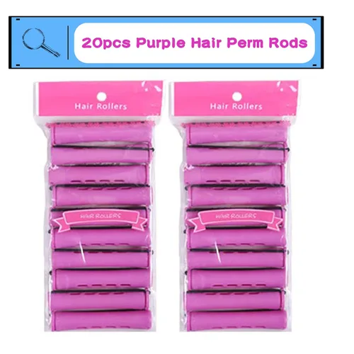 Vista 2 de 20 piezas de varillas para permanente de mujer para cabello natural: 2 tamaños de rulos de onda fría para rizar y peinar todo tipo de cabello