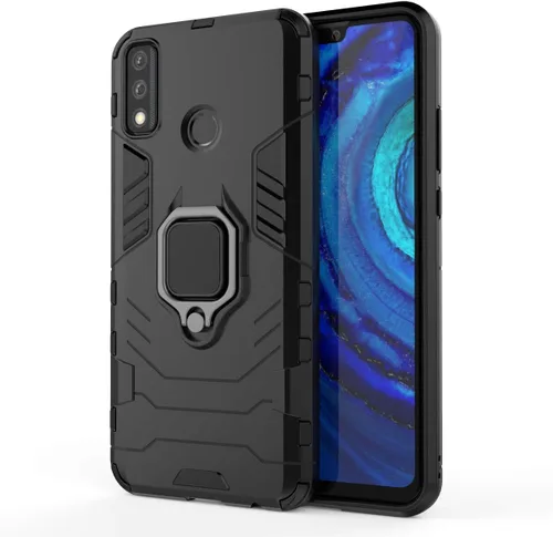 Vista 2 de Funda para Huawei Y8S 2020, soporte de anillo giratorio 360 con soporte magnético para automóvil, color negro