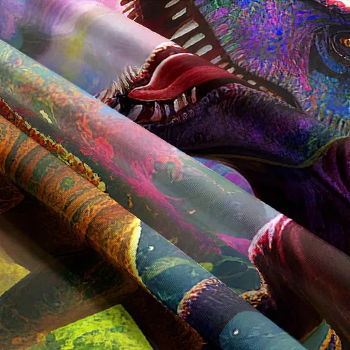 Vista 6 de Tapiz decorativo de dinosaurio para dormitorio de niños, genial animal antiguo T-Rex Forest Art Tapices para colgar en la pared, póster