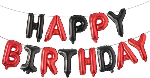 Vista 13 de Globos de cumpleaños con texto en inglés «Happy Birthday», de papel de aluminio para decoración (idioma español no garantizado), Azul Start