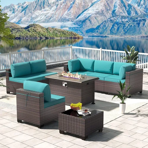 Vista 41 de Kullavik - Juego de muebles para exterior de 6 piezas con sofá modular de ratán de polietileno, color negro