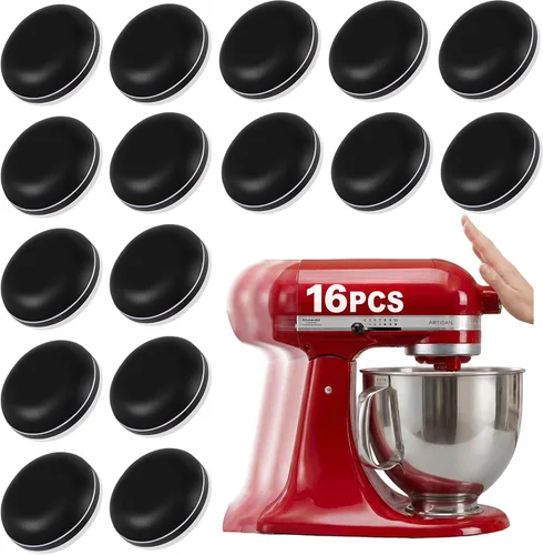 Vista 16 de 8 piezas deslizantes de electrodomésticos para cocina, color negro, autoadhesivos, pequeños electrodomésticos de cocina, fáciles de mover y ahorrar
