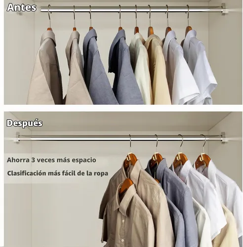 Vista 2 de 50 ganchos para colgar para colgar ropa, ahorro de espacio para ropa. Ganchos para colgar ahorran espacio. Gancho de conector para colgar perchas