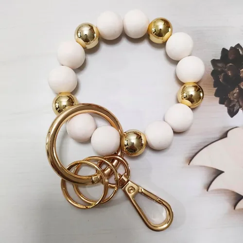 Vista 8 de Llavero de silicona con cuentas para mujer, pulsera elástica para llavero