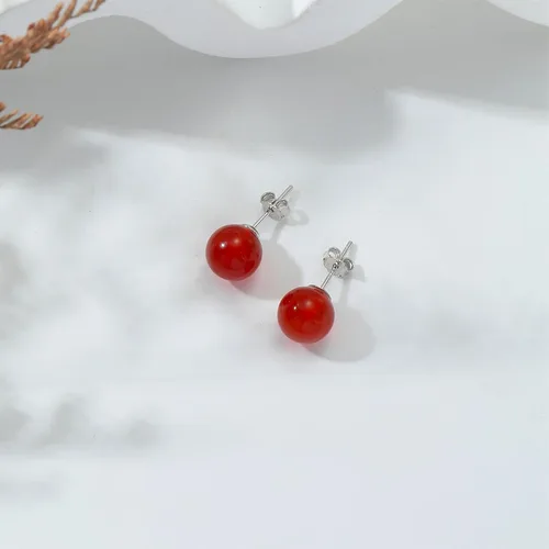 Vista 36 de Natural Stone Stud Earrings for Women 8mm Sterling Silver Genuine Gemstone Earrings Handmade Sterling Silver Crystal Stud Earrings for Women