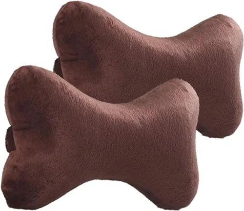 Vista 15 de Paquete de 2 almohadas de cuello de viaje en forma de hueso de perro con funda extraíble lavable de espuma viscoelástica para automóvil, autobús