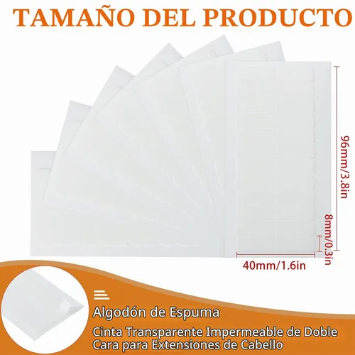 Vista 2 de Leelosp 240 pestañas de cinta de extensión de cabello, cinta de repuesto de doble cara para extensiones de cabello, adhesivo de 1.57 x 0.32