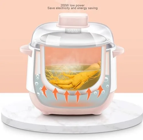 Vista 3 de ZJchao Olla eléctrica para estofado, 1 L, 200 W, eléctrica, inteligente, de cerámica, gachas de avena, mini olla de cocción lenta, antiquemaduras