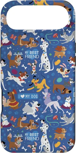 Vista 27 de Disney Funda para iPhone 17 con texto en inglés «Dogs I Love My Dog», color azul