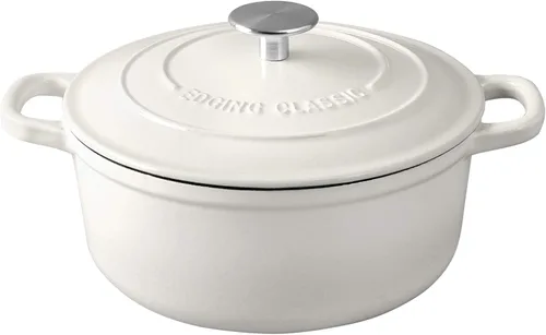 Vista 11 de EDGING CASTING Hornos holandeses con tapa, horno holandés cubierto de hierro fundido esmaltado de 5.5 cuartos de galón con doble asa, cian oscuro