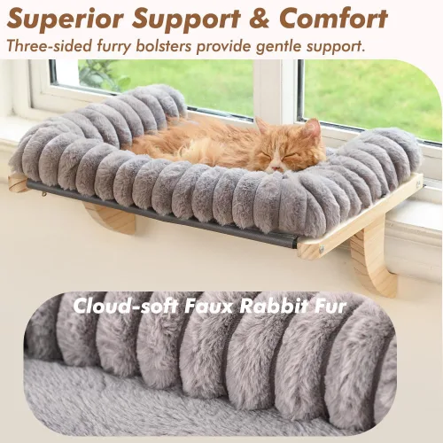 Vista 2 de Cloud-Soft - Percha para ventana de gato, diseño de cremallera Gris