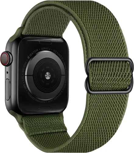Vista 17 de OXWALLEN - Correa elástica Solo Loop de nailon y de tamaño XL, compatible con Apple Watch de 38 mm y 40 mm, correa trenzada, deportiva, ajustable