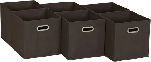 Vista 14 de Household Essentials Cubos de Almacenamiento de Tela Plegables Paquete de 6 – 11x11x11 Contenedores No Tejidos Apilables con Lados de Cartón