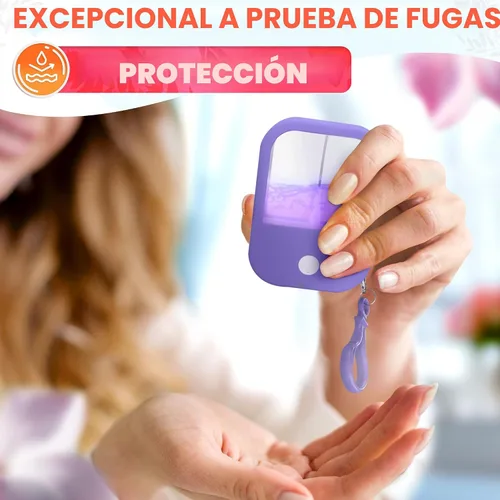 Vista 3 de 6 botellas de repuesto de perfume de tamaño de viaje de 1.28 onzas, botella de perfume recargable, tamaño de viaje para bolso con funda de silicona