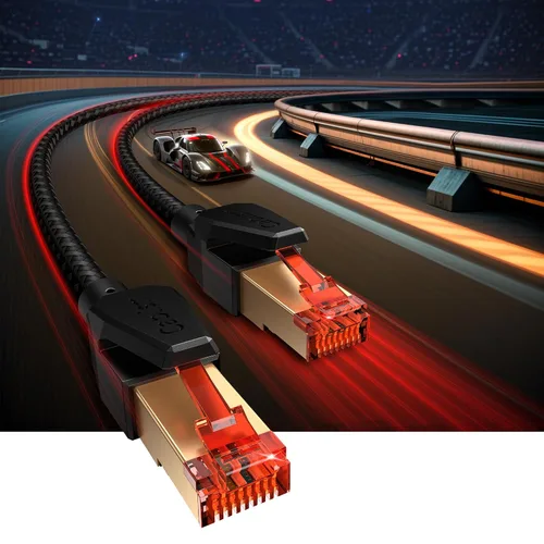 Vista 3 de Cable Ethernet Cat 8 de 1 a 6 unidades, corto, resistente, de alta velocidad, cable de red LAN chapado en oro, RJ45 de 40 Gbps 2000 MHz, compatible