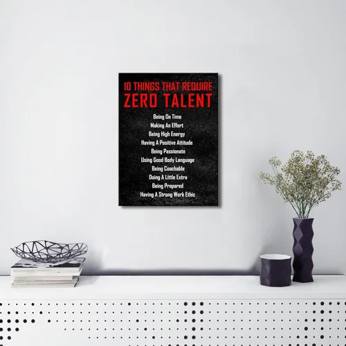 Vista 2 de Pyradecor Póster motivacional de 10 cosas que requieren cero talento para oficina, citas positivas, póster inspiracional, impresiones en lienzo