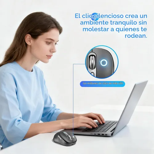 Vista 6 de CITLLA Ratón Bluetooth inalámbrico, recargable portátil, multidispositivo, DPI de 4 niveles, receptor USB-A y dos Bluetooth, multisistema