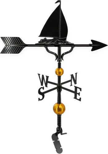 Vista 12 de Montague Metal Products Veleta de 32 pulgadas con adorno de velero dorado Oro