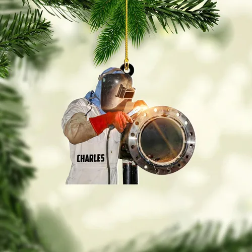 Vista 25 de Adornos de soldador personalizados, adorno de árbol de Navidad con nombre personalizado, regalo perfecto para soldador