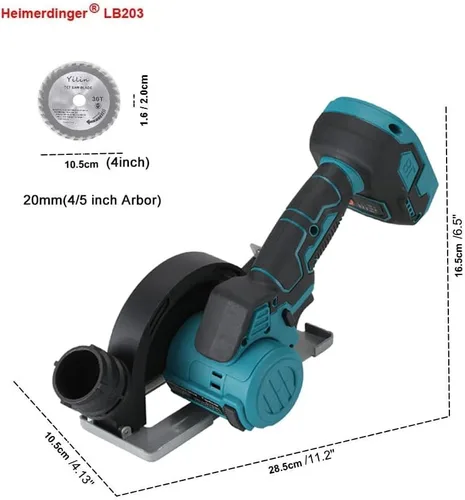 Vista 2 de Heimerdinger Mini sierra circular inalámbrica 2 en 1 de 4 pulgadas y amoladora angular - Motor sin escobillas, 3 velocidades, batería de 4000 mAh