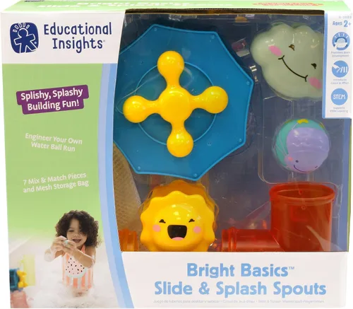 Vista 5 de Educational Insights Bright Basics - Boquillas deslizantes y salpicaduras, juguete de baño para niños pequeños, a partir de 2 años