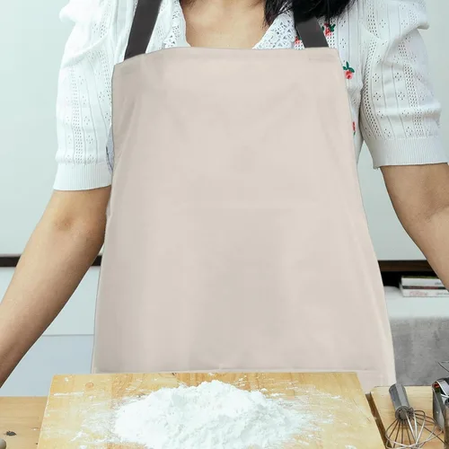 Vista 7 de ibasenice Waterproof Kitchen Apron Pvc Material Cream White Chef Apron with Pouch for Men and Women Cooking and Restaurant Use