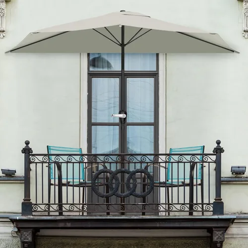 Vista 6 de Pure Garden - Parasol para patio de media caña 50-145-B 9', color azul., Bronceado Canela