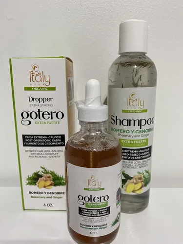 Vista 2 de Italia Plus Extra Fuerte Romero y Jengibre Gotero Para La Pérdida De Cabello Con Champú Rico En Nutrientes Gratis