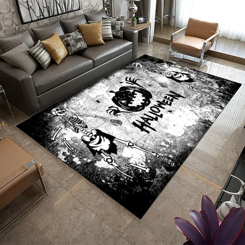 Vista 17 de Alfombra de araña negra, 3 x 4 pies, alfombra impresa en 3D de telaraña de terror, alfombra para dormitorio de niños, habitación de niños, sala