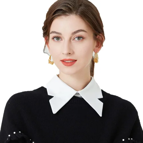 Vista 3 de Blusa de media camisa con cuello falso desmontable para mujeres y niñas