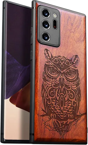 Vista 14 de Carveit Funda de madera para Galaxy Note20 Ultra [madera real dura y TPU suave negro] funda protectora de madera única compatible con Samsung Note20