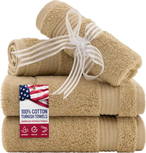 Vista 35 de Juego de toallas American Veteran Towel, de lujo, 6 piezas de algodón 100 % turco para máxima suavidad y absorción, para hotel y spa