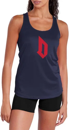 Vista 72 de Camiseta deportiva sin mangas oficial de NCAA Collegiate para mujer, con espalda cruzada, colección con logotipo primario