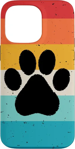 Vista 21 de iPhone 16 Gato Perro Paw Print en estilo retro Vintage Case