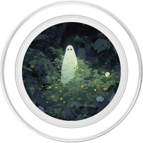 Vista 2 de Fantasma estético de Halloween en el jardín del bosque fantasma botánico PopSockets MagSafe PopGrip para iPhone