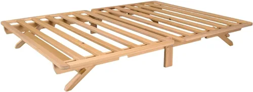 Vista 4 de KD Frames Cama Plegable con Plataforma - Marco de Cama Individual - Marco de Cama de Madera Sin Acabado - Cama Individual Plegable - Cama Natural