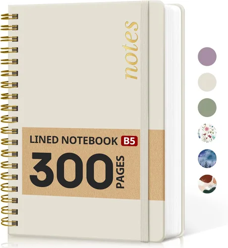 Vista 25 de Cuaderno rayado en espiral para el trabajo, 300 páginas gruesas B5 (7.1 x 10 pulgadas), diario a rayas universitarias para mujeres y escritura
