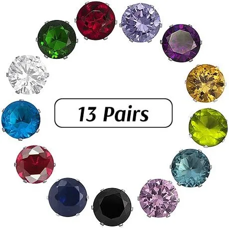 Vista 3 de 4mm Round Cubic Zirconia Post Back 925 Sterling Silver CZ Stud Earrings for Women Sets