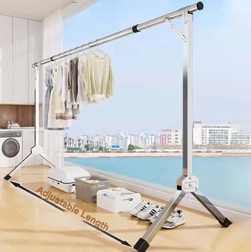 Vista 3 de Heavy-Duty Foldable Laundry Drying Rack, Collapsible Clothes Dryer, Extendable 47-94 Inches, Free-Standing Garment Rack for Efficient Air Drying &
