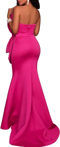 Vista 3 de SEBOWEL - Maxivestido sexi para mujer con hombros descubiertos y detalle de lazo de gran tamaño vestido de noche para fiesta