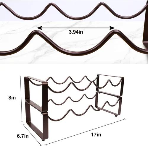 Vista 6 de Carperipher Estante apilable para vino, 8 botellas de 2 niveles, soporte y almacenamiento para botellas, soporte para botellas de vino de metal