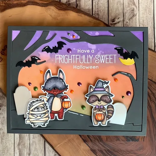 Vista 6 de Tumbas y fantasmas de Halloween troquelados para hacer tarjetas, troqueles de corte de metal, troqueles de papel para álbumes de recortes