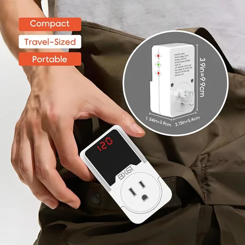 Vista 5 de BXST Protector de sobretensiones de 140J, protector de voltaje de una toma de corriente, protector de sobretensiones para refrigerador/aire