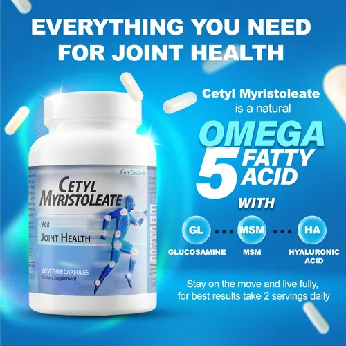 Vista 4 de Cetyl Myristoleato - Ácido graso Omega 5 - Apoyo ultra para el alivio del dolor articular y la rigidez - También incluye glucosamina, MSM y ácido
