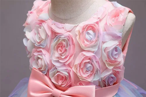 Vista 4 de HNXDYY Vestido de baile formal de princesa con encaje para niña de flores