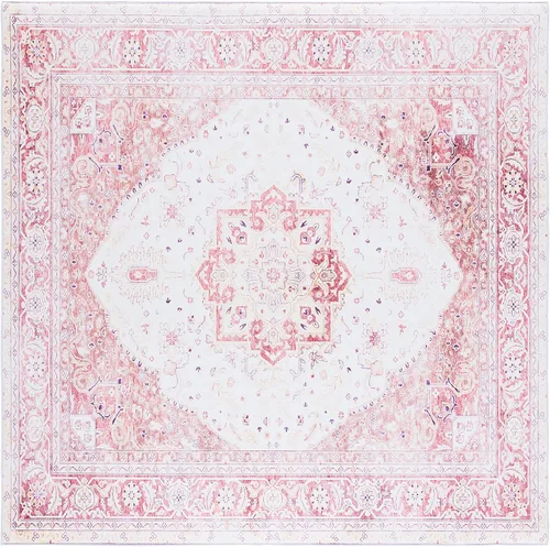 Vista 12 de SAFAVIEH Tucson Collection - Alfombra lavable de 2 pies 6 pies x 6 pies, color beige y al óxido, antideslizante y fácil de limpiar, ideal