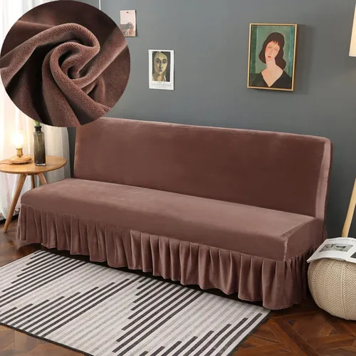 Vista 27 de IMYOGI Fundas de sofá de alta elasticidad sin brazos con falda, funda elástica ajustable de color sólido, protector de muebles para niños, mascotas