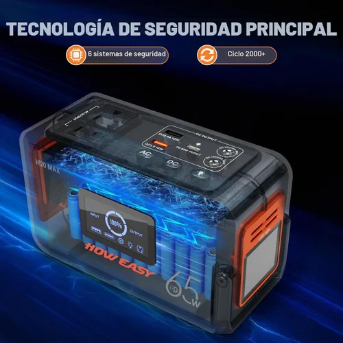 Vista 8 de HOWERASY Portable Power Station 98Wh, 135W(270W Peak) Solar Generator Negro
