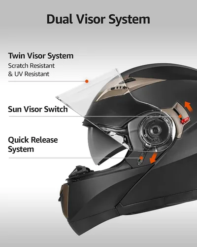 Vista 3 de Motorcycle Modular Full Face Helmet DOT Approved - YEMA Helmet YM-925 Motorbike Casco Moto Moped Street Bike Racing Helmet with Sun Visor for Adult