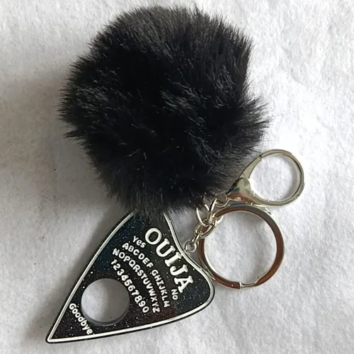 Vista 4 de FORUBUS Ouija - Llavero de tablero con bola de pompón para mujeres y niñas, llaveros brillantes para llaves de automóvil, bolsos y joyas